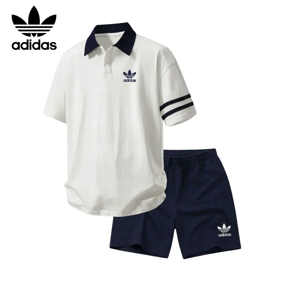 Completo polo e pantaloncini AD® Retro con colletto a contrasto