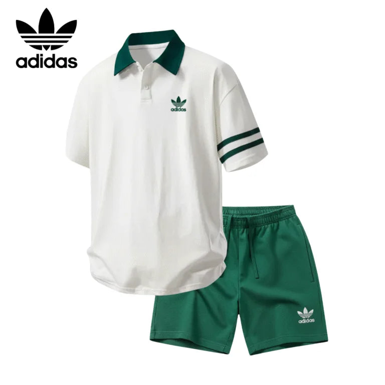 Completo polo e pantaloncini AD® Retro con colletto a contrasto