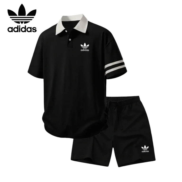 Completo polo e pantaloncini AD® Retro con colletto a contrasto